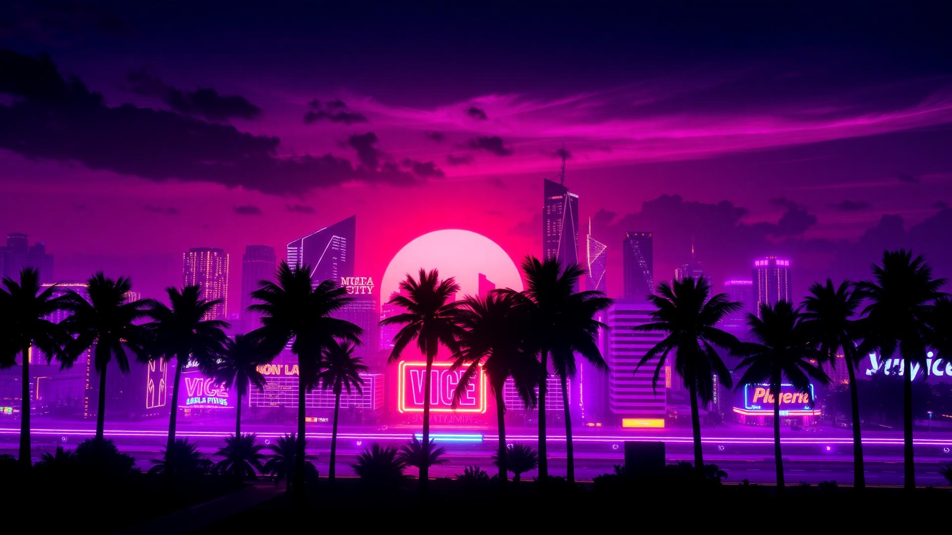 Neon Vice City skyline